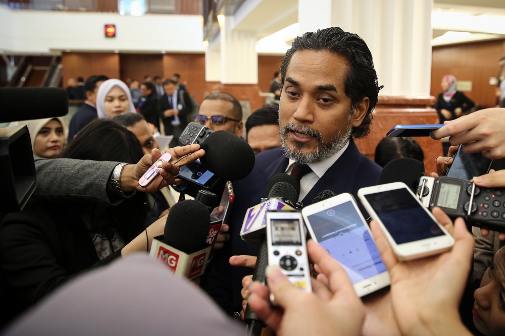 Khairy Jamaluddin speaks to reporters at the Parliament lobby in Kuala Lumpur July 4, 2019. u00e2u20acu201d Picture by Yusof Mat Isa