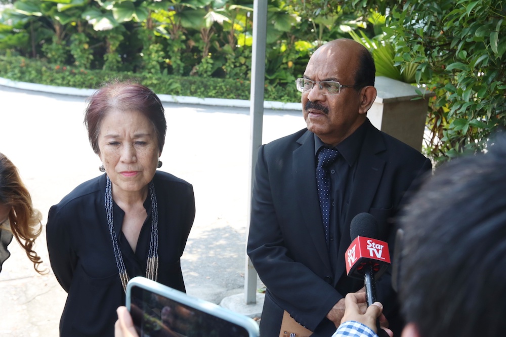Datuk Gail Phung and Prof K. Ramanathan talk to the media in front of Limkokwing University of Creative Technology in Cyberjaya July 12, 2019. u00e2u20acu201d Picture by Choo Choy May