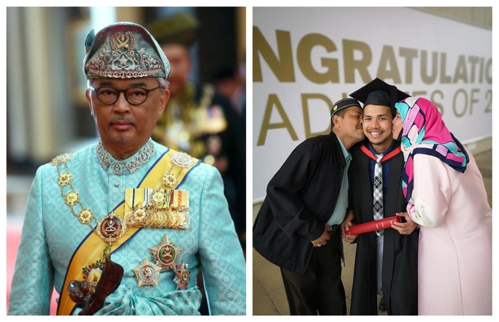 The Yang di-Pertuan Agong congratulated Muhammad Afiq Ismail after the latter obtained a First Class Honours degree from the University of Essex. u00e2u20acu201c Picture from Bernama and Facebook/khairulaimanhamdan