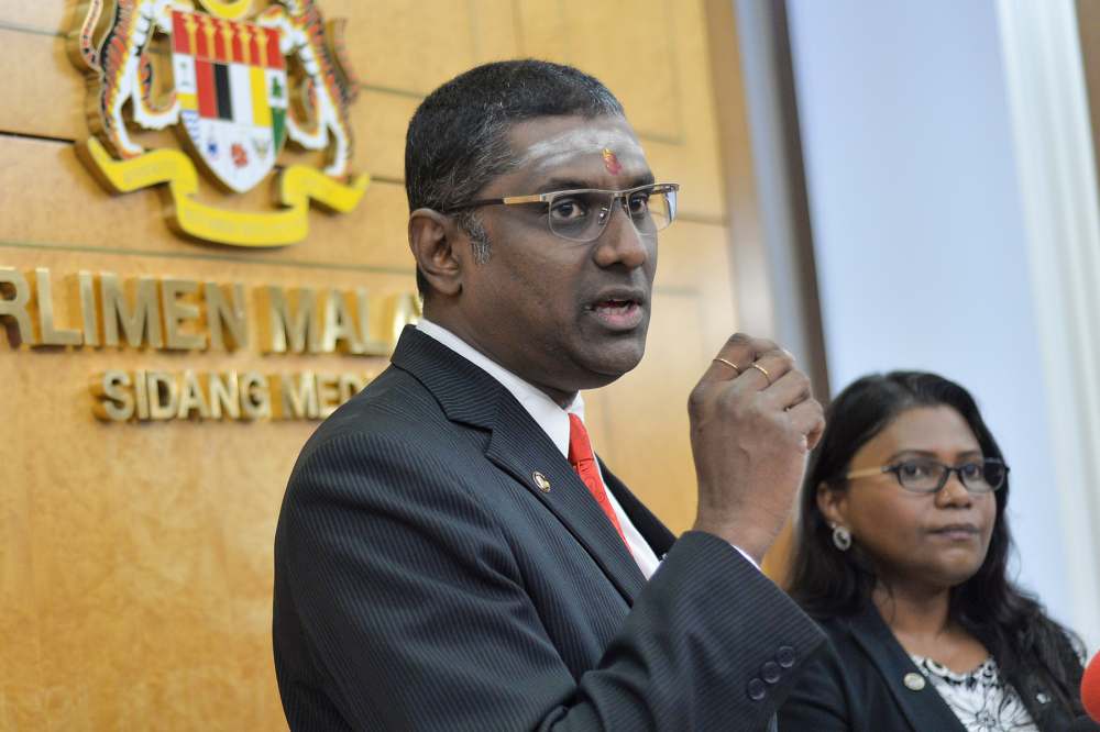 Jelutong MP RSN Rayer speaks to reporters at Parliament in Kuala Lumpur July 18, 2019. u00e2u20acu2022 Picture by Mukhriz Hazim