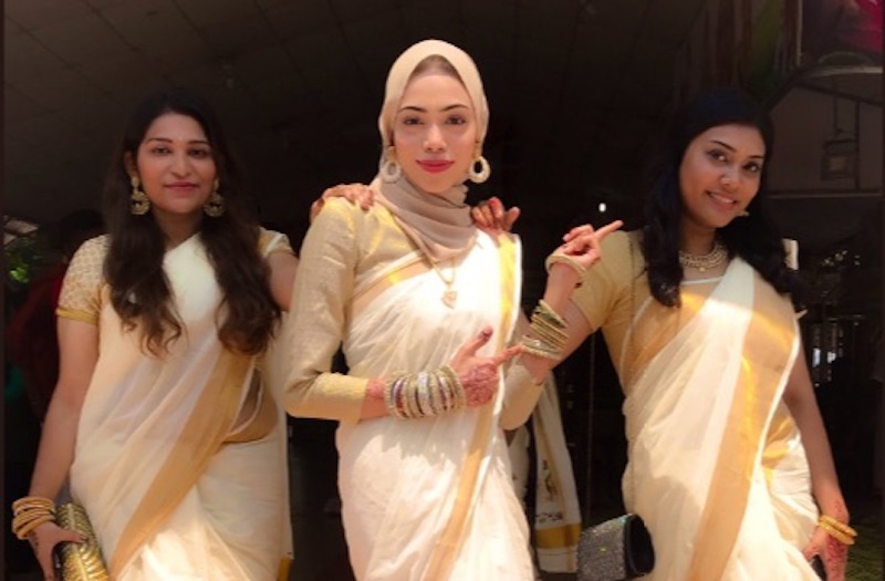 Twitter user Jasila Syed looked gorgeous on her friend’s wedding day as she combined both South Indian and Muslim elements into her bridesmaid’s attire. — Picture via Twitter /@jasilasyed