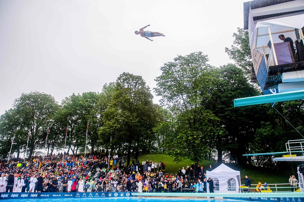 A competitor jumps during the Dods World Championship 2019 on August 17, 2019 in Oslo. u00e2u20acu201d AFP pic  