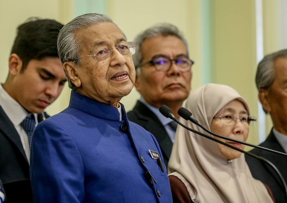 Prime Minister Tun Dr Mahathir Mohamad speaks during a press conference in Putrajaya September 14, 2019.