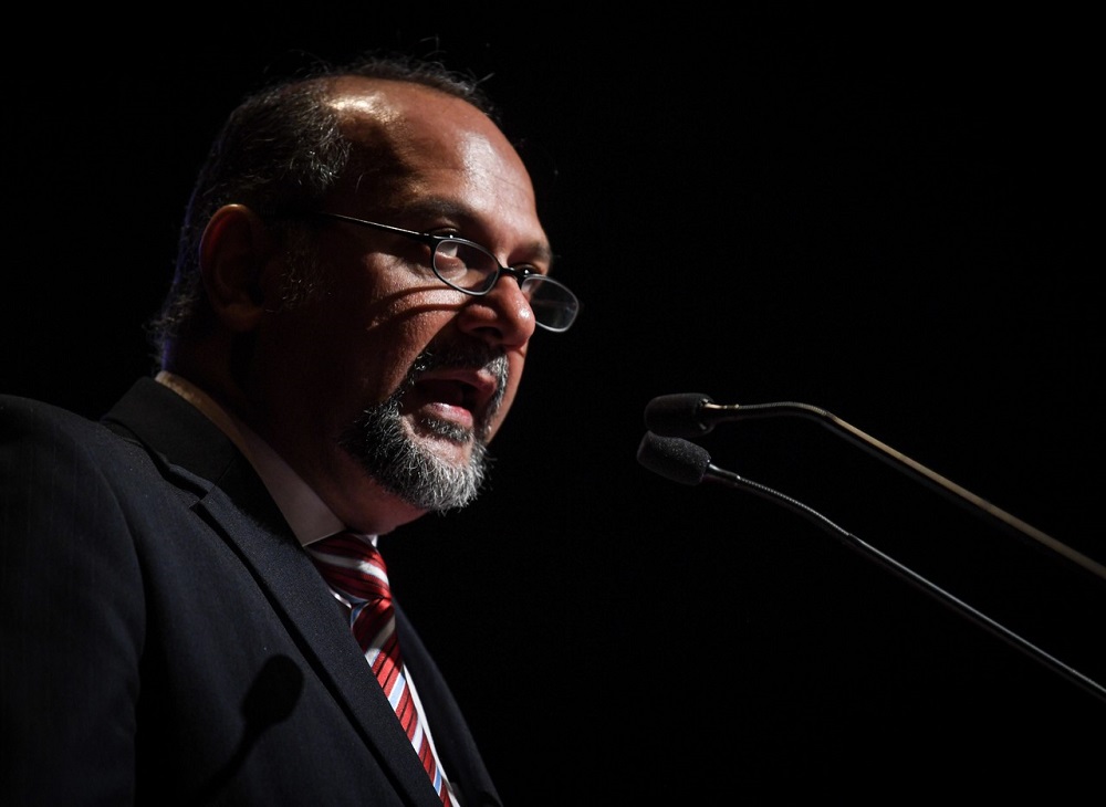 Communication and Multimedia Minister Gobind Singh Deo delivers a speech during NextBigTech Asia 2019 at Kuala Lumpur Convention Centre September 12, 2019. u00e2u20acu201d Bernama pic