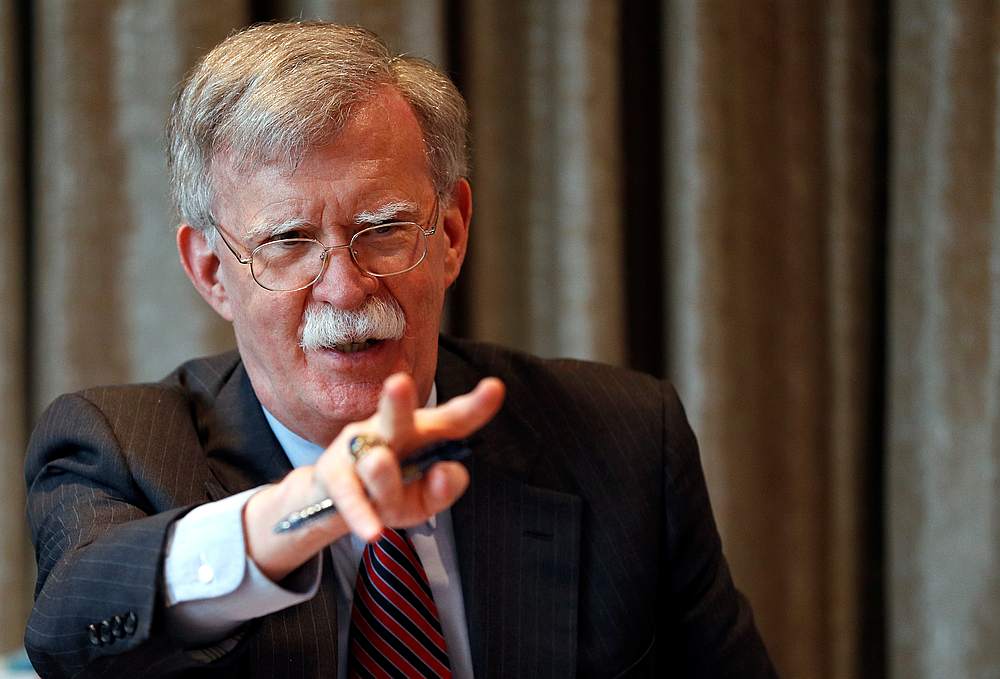 US National Security Advisor John Bolton meets with journalists during a visit to London August 12, 2019. — Reuters pic