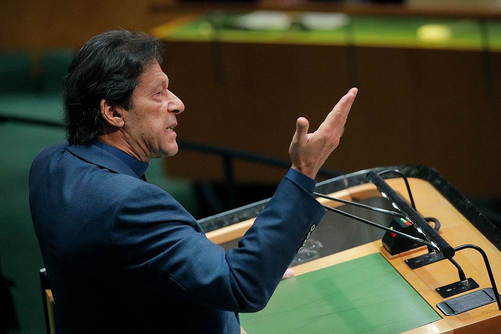 Imran Khan, Prime Minister of Pakistan, addresses the United Nations General Assembly in New York September 27, 2019. u00e2u20acu201d Reuters pic
