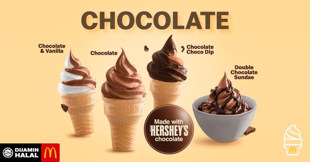 If the regular Hershey Sundae cone wasn’t enough to tickle your taste buds, the new Double Chocolate Sundae will make you think twice. ― Picture via McDonalds.com.my