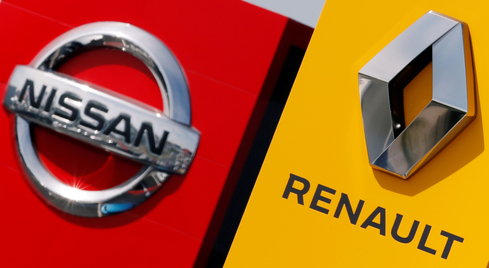 The logos of car manufacturers Renault and Nissan are seen in front of dealerships of the companies in Reims, France, July 9, 2019. u00e2u20acu201d Reuters pic 