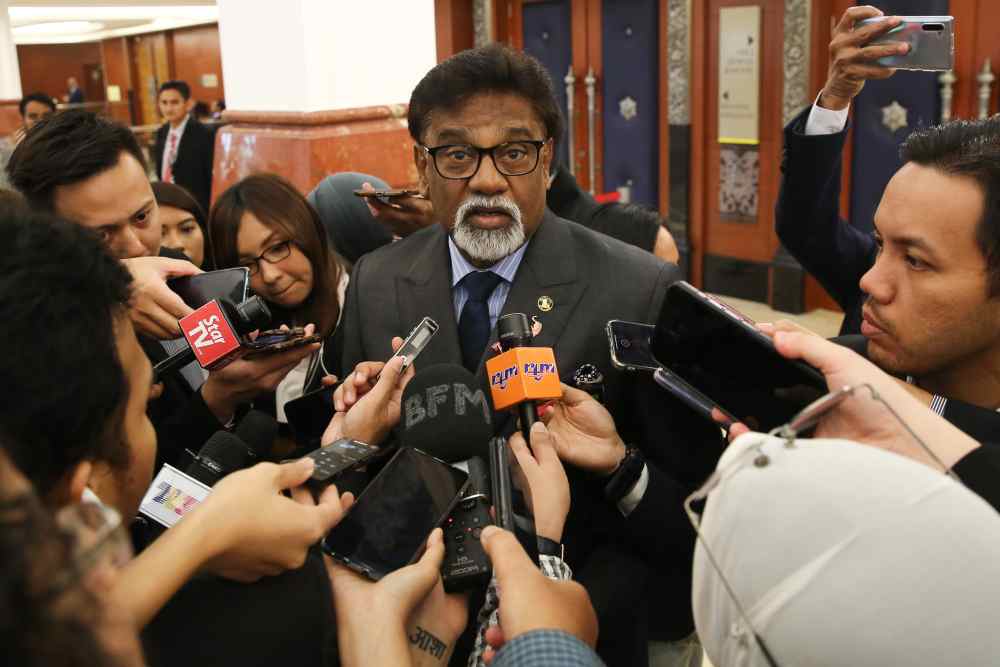 Water, Land and Natural Resources Minister Dr Xavier Jayakumar speaks to reporters at Parliament in Kuala Lumpur October 21, 2019. u00e2u20acu2022 Picture by Yusof Mat Isa