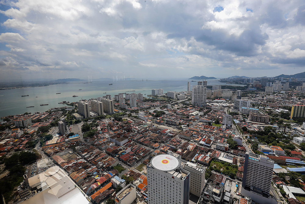 An aerial view of Penang during clear skies seen from level 59 of Komtar in George Town November 13, 2019. u00e2u20acu201d Picture by Sayuti Zainudin