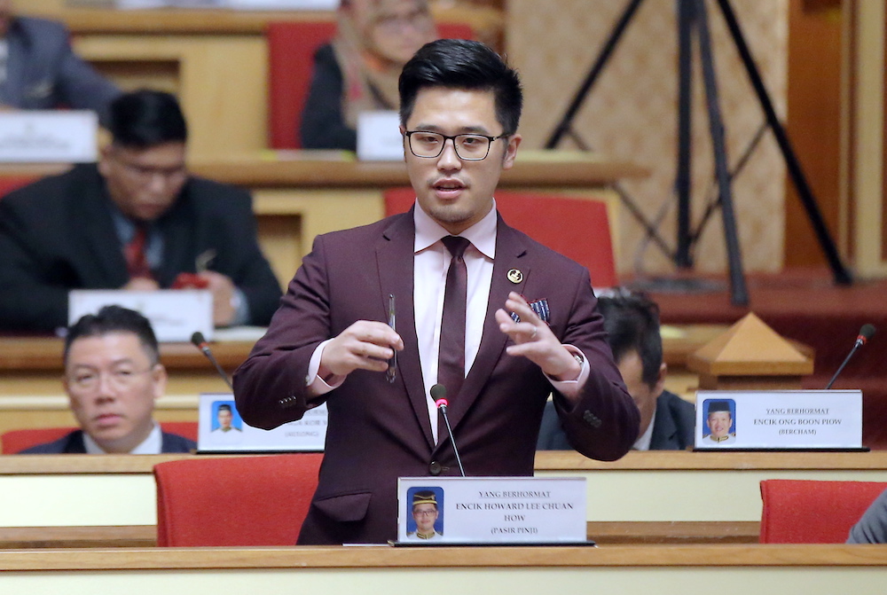 State Youth Development and Sports Committee chairman Howard Lee Chuan How at the State Assembly in Ipoh, November 18, 2019. u00e2u20acu201d Picture by Farhan Najib