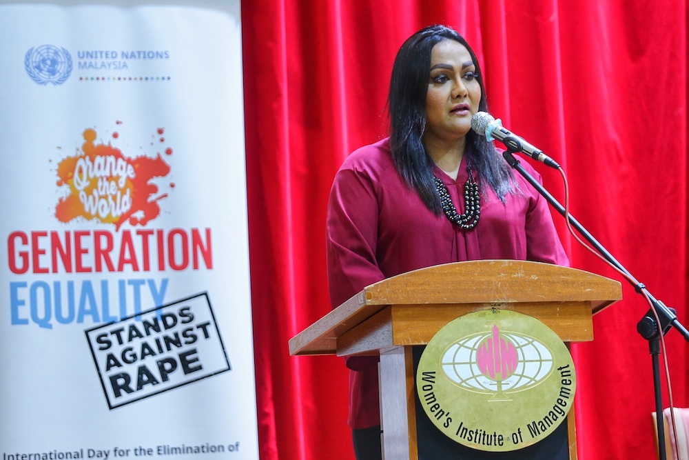 Nisya Ayub from SEED Foundation at the International Day for the Elimination of Violence Against Women forum at Women's Institute Management, November 25, 2019. u00e2u20acu201d Picture by Ahmad Zamzahuri