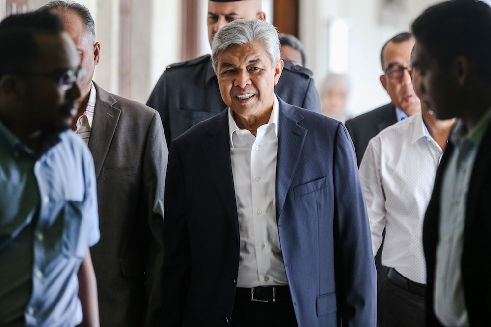 Datuk Seri Ahmad Zahid Hamidi is pictured at the Kuala Lumpur High Court December 3, 2019. — Picture by Firdaus Latif