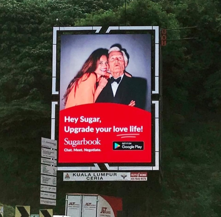 The digital billboard ad for Sugarbook as seen near Publika shopping mall in Kuala Lumpur before it was pulled. — Picture via Facebook/Tentera Troll