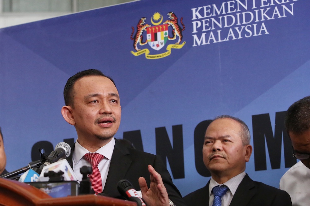 Maszlee Malik announces his resignation as education minister at a press conference in Putrajaya January 2, 2020. — Picture by Choo Choy May