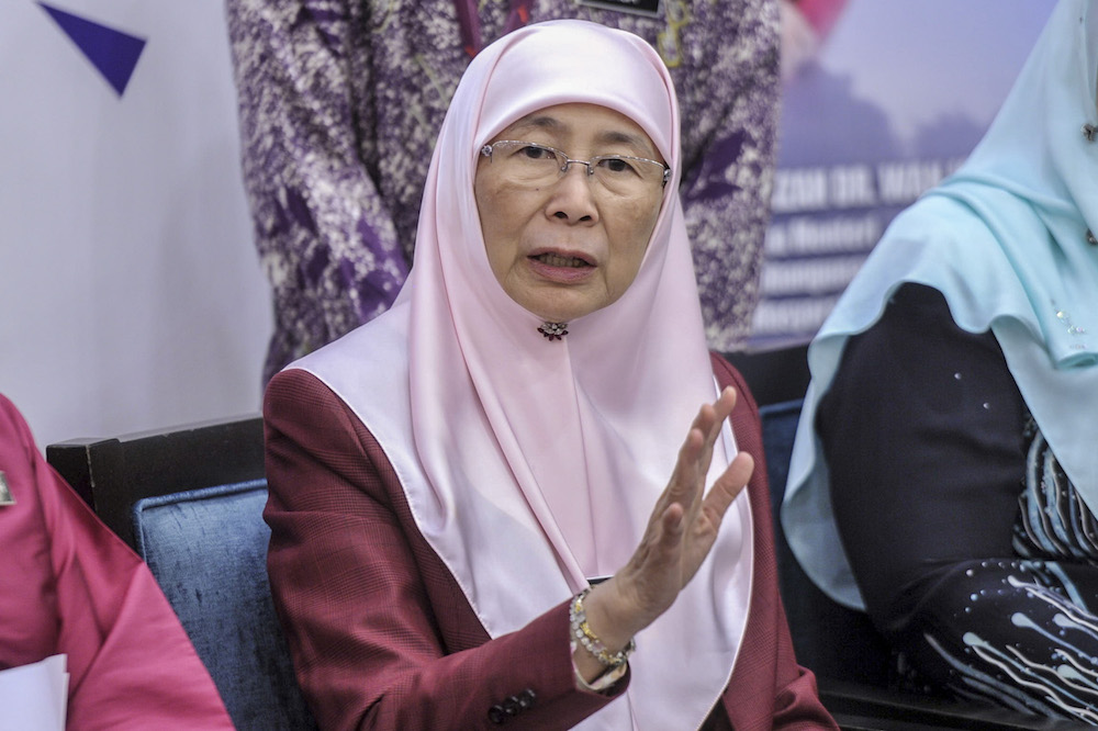 Deputy Prime Minister Datuk Seri Dr Wan Azizah Wan Ismail speaks to reporters after launching the National Strategic Plan to Curb Underage Marriage in Putrajaya January 16, 2020. u00e2u20acu201d Picture by Shafwan Zaidon
