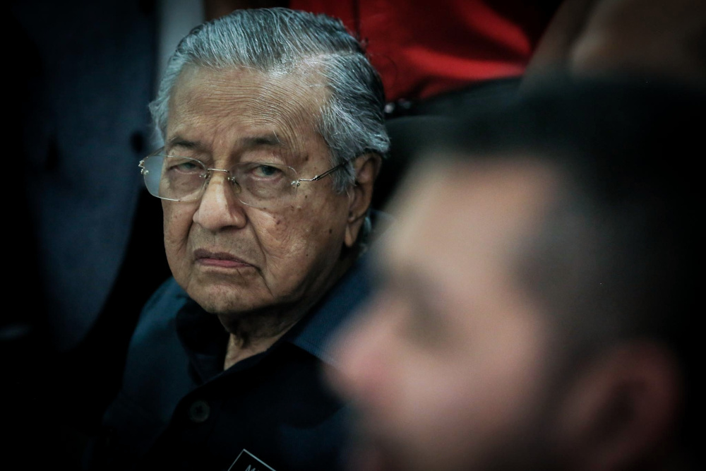 Bersatu chairman Tun Dr Mahathir Mohamad speaks to reporter at a press conference at the Bukhary Foundation, Kuala Lumpur January 17, 2020. u00e2u20acu201d Picture by Hari Anggara 
