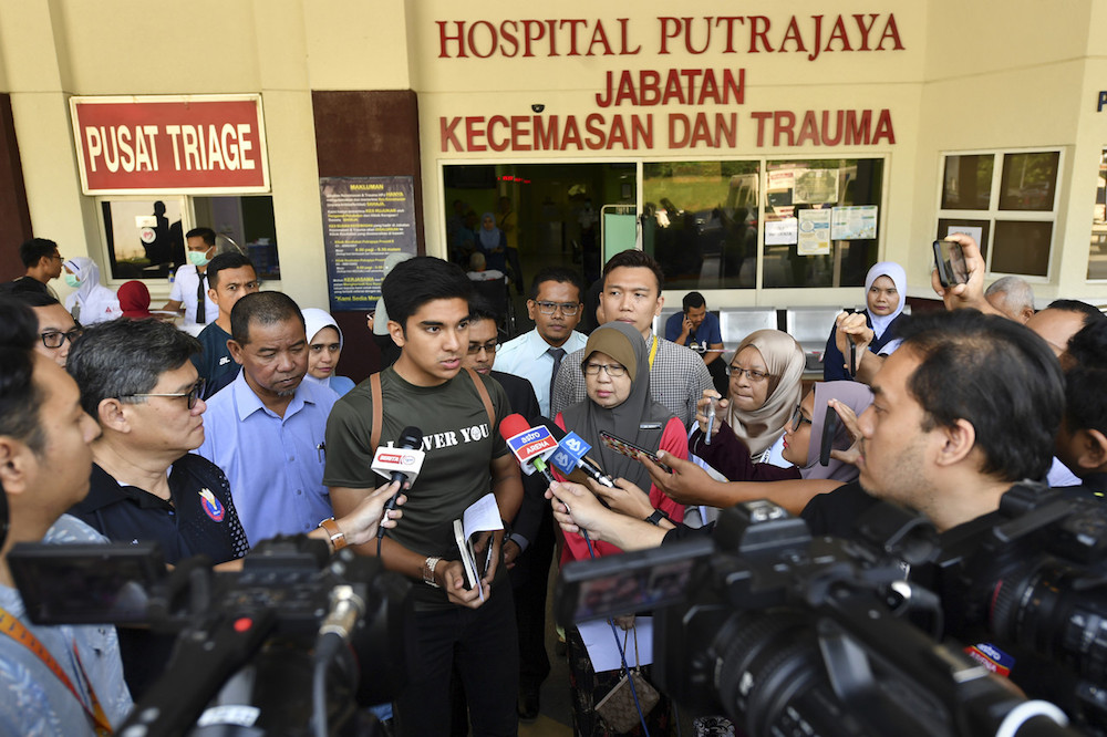 Youth and Sports Minister Syed Saddiq Abdul Rahman speaks to reporters at Putrajaya Hospital January 13, 2020. u00e2u20acu201d Bernama pic