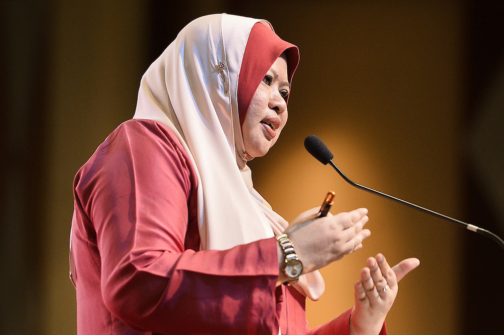 Datuk Seri Rina Harun speaks during a stakeholders’ meeting organised by the Rural Development Ministry in Putrajaya January 30, 2020. — Picture by Miera Zulyana