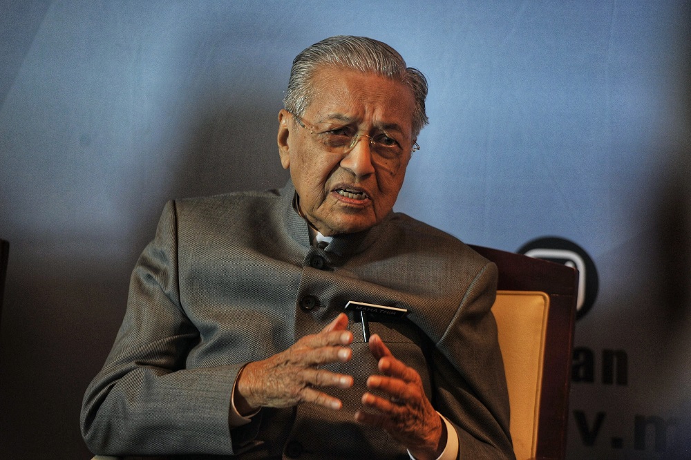 Tun Dr Mahathir Mohamad speaks to reporters during a press conference at the Putrajaya International Convention Centre February 6, 2020. — Picture by Shafwan Zaidon