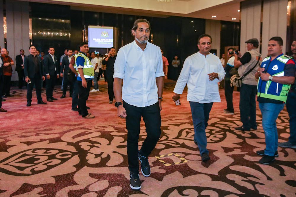 Khairy Jamaluddin arrives at Sheraton Hotel, February 23, 2020. u00e2u20acu201d Picture by Hari Anggara