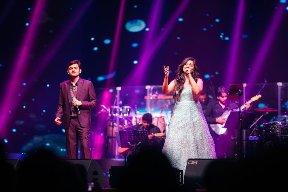 Shreya and Tushar accompanying on the duets in ‘Radha’ and ‘Ooh La La’. ― Picture courtesy of Hitman Solutions