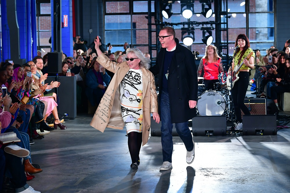 Debbie Harry and Stuart Vevers on the runway for the Coach 1941 fashion show during New York Fashion Week in New York February 11, 2020. — AFP pic