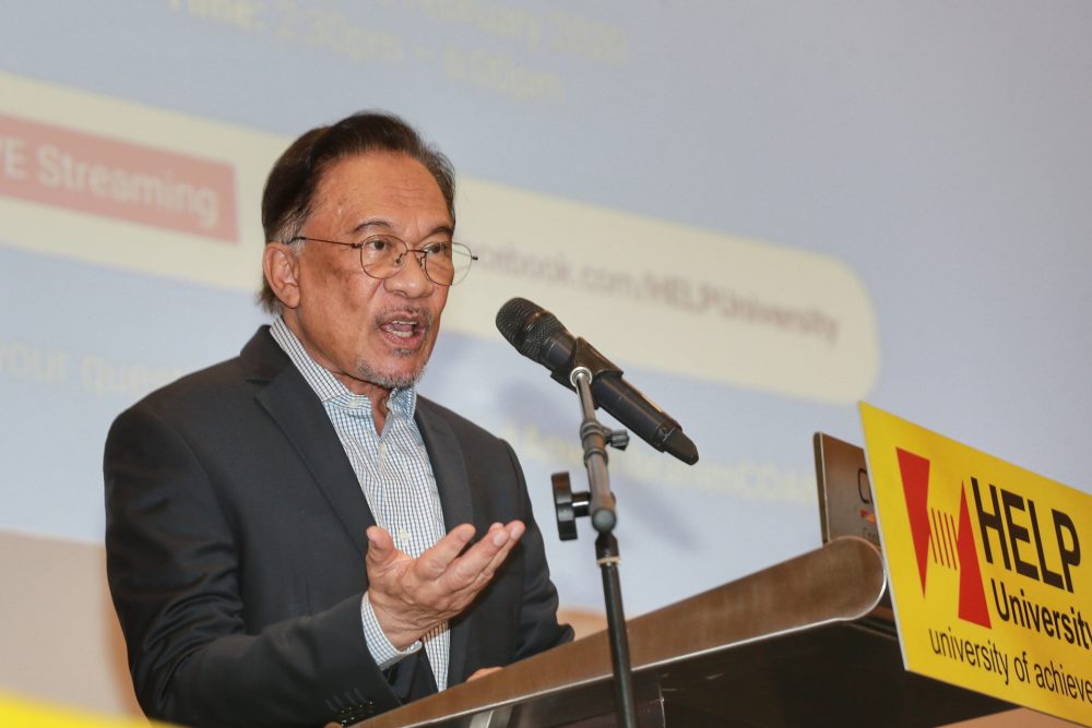 Datuk Seri Anwar Ibrahim speaks during a symposium in Bangsar South February 20, 2020. u00e2u20acu2022 Picture by Ahmad Zamzahuri