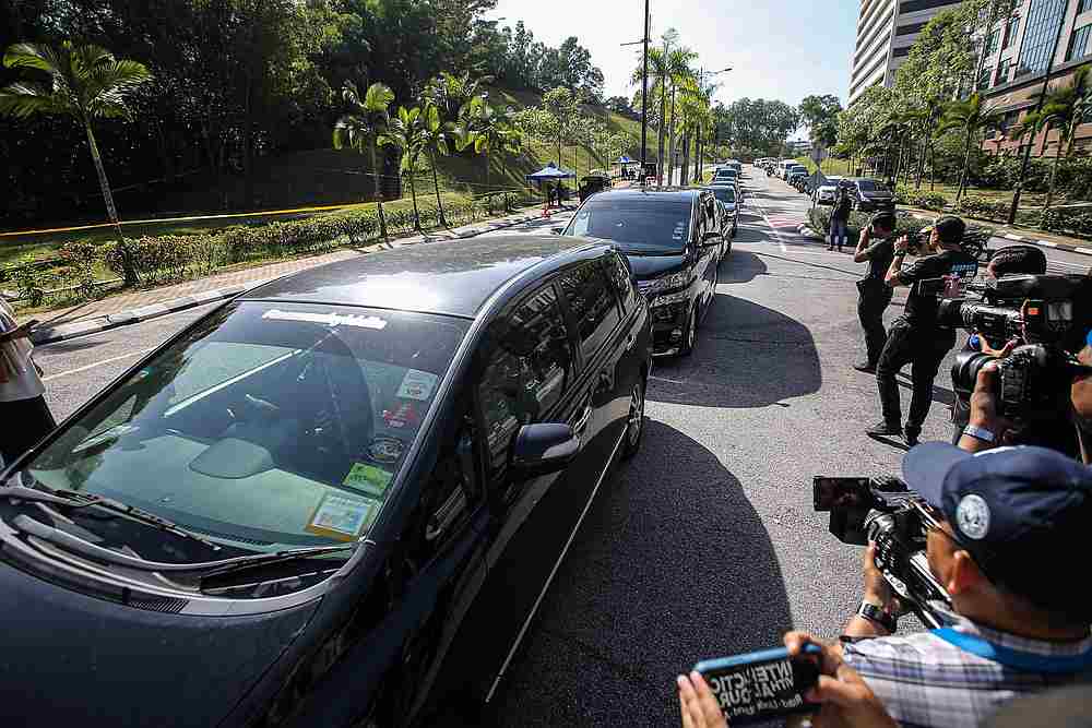 An entourage of vehicles behind Tan Sri Muhyiddin Yassin arrives at Istana Negara, Kuala  Lumpur February 29, 2020. u00e2u20acu201d Picture by Hari Anggara