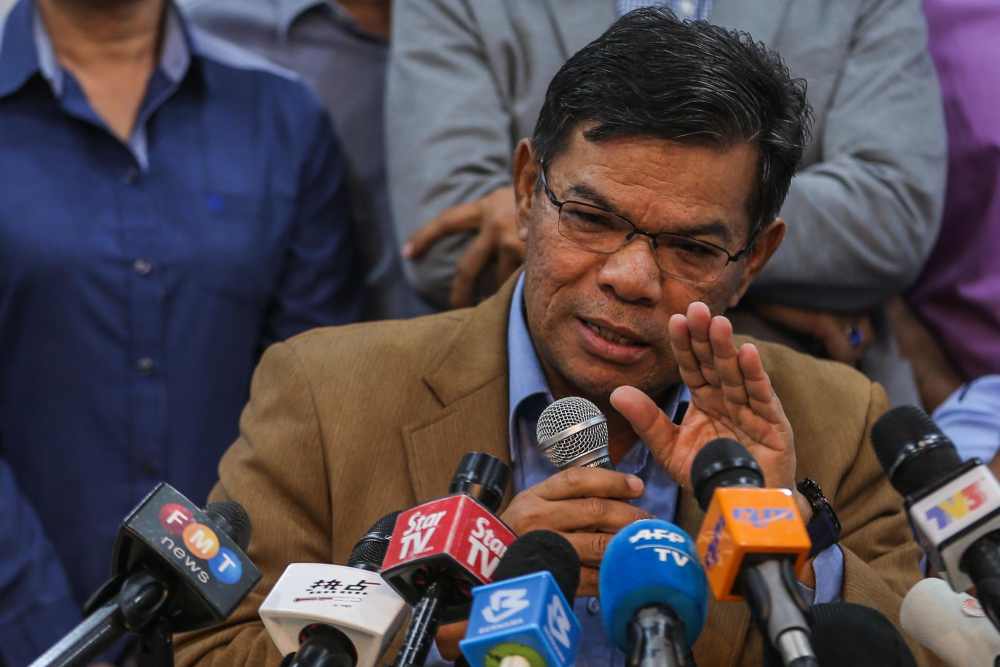 PKR secretary-general Datuk Seri Saifuddin Nasution Ismail speaks to reporters during a press conference at the party’s headquarters in Petaling Jaya February 24, 2020. ― Picture by Hari Anggara