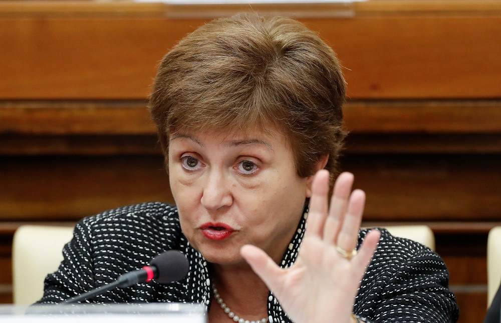 IMF Managing Director Kristalina Georgieva speaks during a conference hosted by the Vatican on economic solidarity, at the Vatican February 5, 2020. — Reuters pic