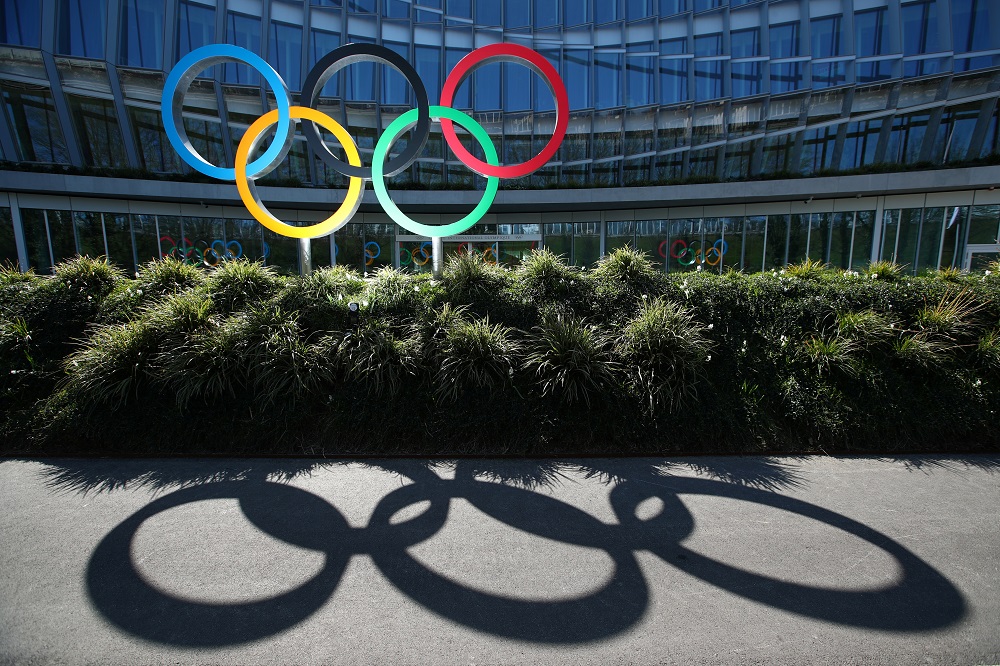 The Olympic rings are pictured in front of the International Olympic Committee headquarters in Lausanne March 24, 2020. u00e2u20acu201d Reuters pic