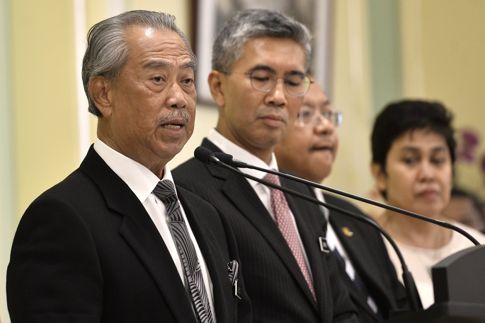 Prime Minister Tan Sri Muhyiddin Yasin at a press conference in Putrajaya March 16, 2020. u00e2u20acu201d Picture by Miera Zulyana