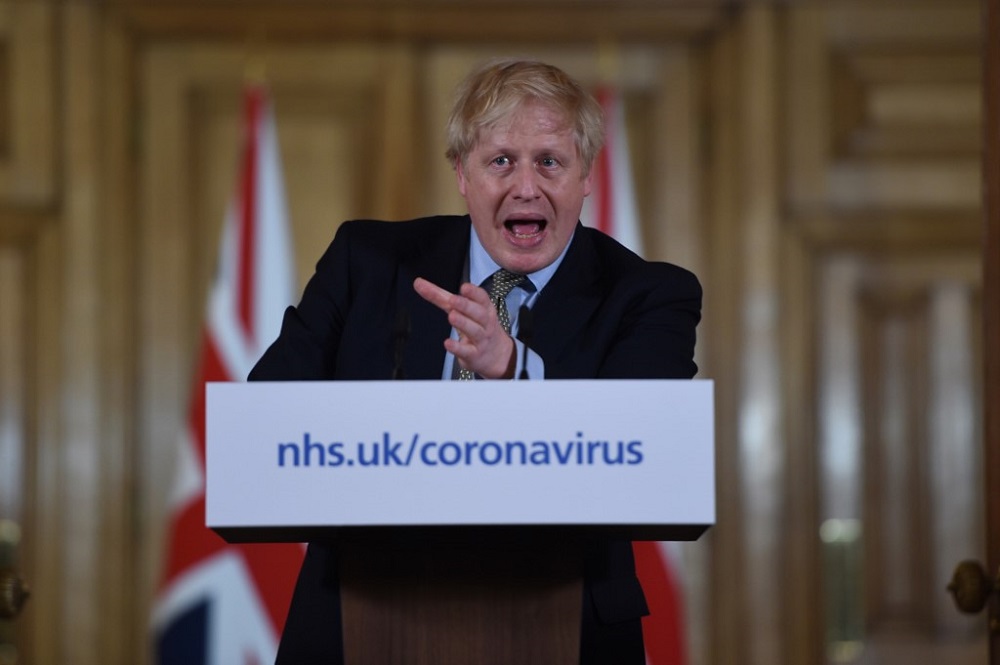 Britainu00e2u20acu2122s Prime Minister Boris Johnson addresses a news conference to give a daily update on the governmentu00e2u20acu2122s response to the Covid-19 outbreak, inside 10 Downing Street in London March 18, 2020. u00e2u20acu201d AFP pic