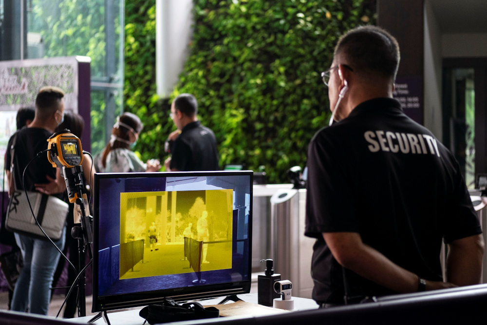 A view of a thermal scanning checkpoint manned by security personnel at the entrance to Gardens by the Bayu00e2u20acu2122s Cloud Forest as a preventive measure against the Covid-19 outbreak in Singapore, March 6, 2020. u00e2u20acu201d Reuters pic 