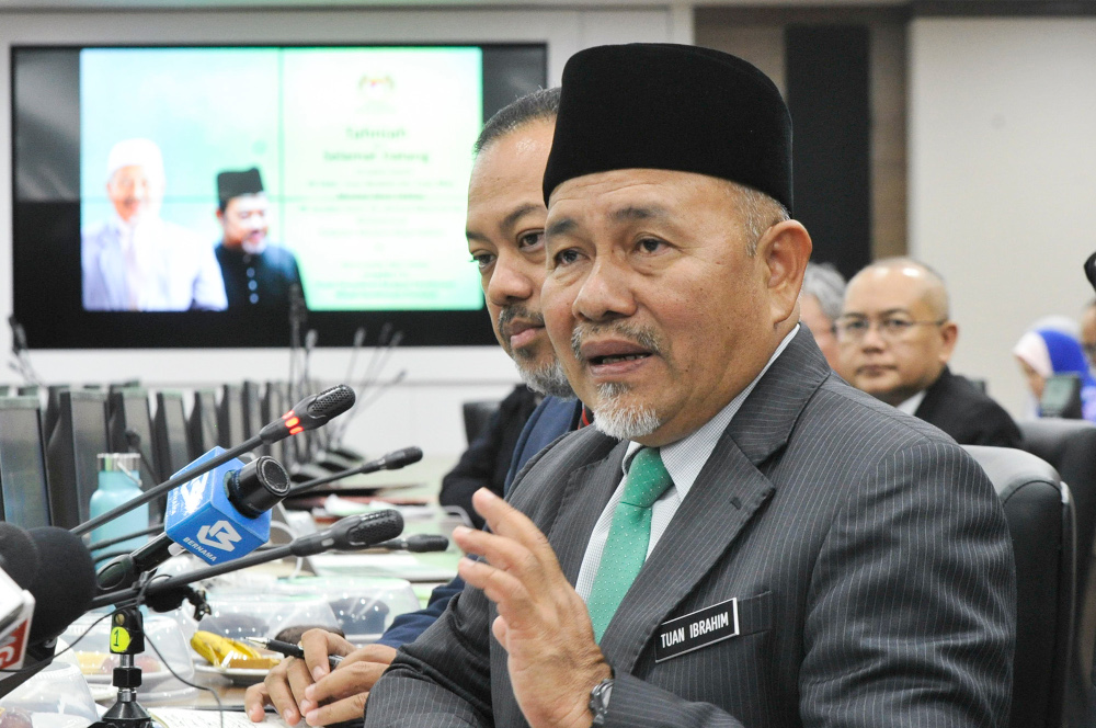 Tuan Ibrahim Tuan Man speaks to the media on his first day as environment minister in Putrajaya March 11, 2020. u00e2u20acu201d Picture by Shafwan Zaidon