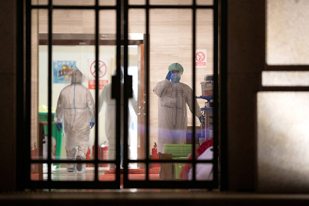 Medical staff are seen inside a makeshift hospital that is closed following its last group of Covid-19 patients having been discharged, in Wuhan, China March 1, 2020. u00e2u20acu201d China Daily pic via Reuters