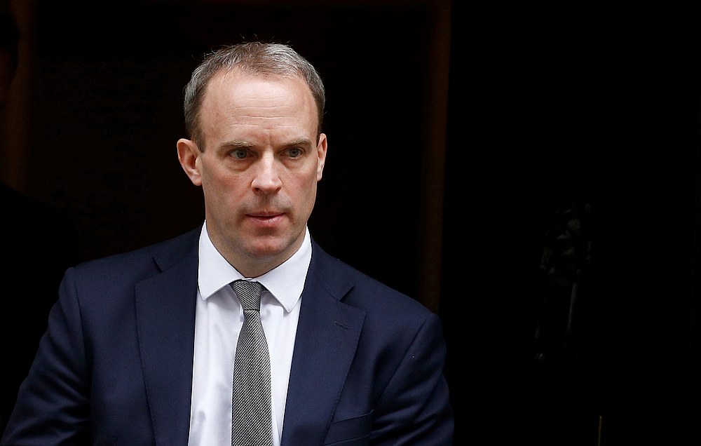 Britain's Secretary of State for Foreign affairs Dominic Raab is seen outside Downing Street, London March 17, 2020. — Reuters pic