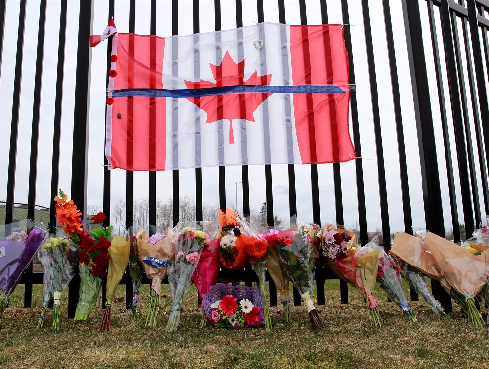 A memorial for Const. Heidi Stevenson is seen outside the Royal Canadian Mounted Police Headquarters, in Dartmouth, Nova Scotia, Canada April 20, 2020. u00e2u20acu201d Reuters pic