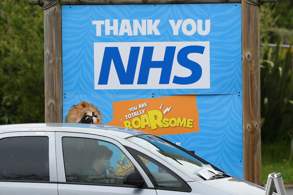 A person is seen queuing in their car at a coronavirus test centre in the car park of Chessington World of Adventures as the spread of the coronavirus disease continues, Chessington, Britain, London, Britain, April 18, 2020. u00e2u20acu201d Reuters picnn
