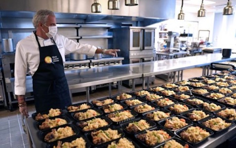 Le Bernardin chef and co-owner Eric Ripert prepares meals for health care workers as part of the World Central Kitchen charity at his flagship New York restaurant in New York City. — AFP-Relaxnews pic
