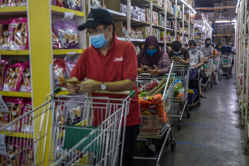 Shoppers shop for groceries during CMCO in Checkers Hypermarket in Kuala Lumpur May 18,2020. u00e2u20acu201d Picture by Miera Zulyana