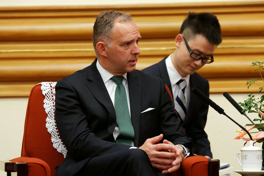 Britainu00e2u20acu2122s National Security Adviser Mark Sedwill speaks at a meeting with Chinese Foreign Minister Wang Yi (not pictured) in Beijing, China May 8, 2019. u00e2u20acu201d Reuters/Florence Lo/Pool pic