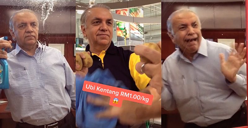 Datuk Ameer even gave the viral #WipeItDown challenge a try, which quickly made its rounds on social media. u00e2u20acu201d Picture via TikTok/Mydin Malaysia