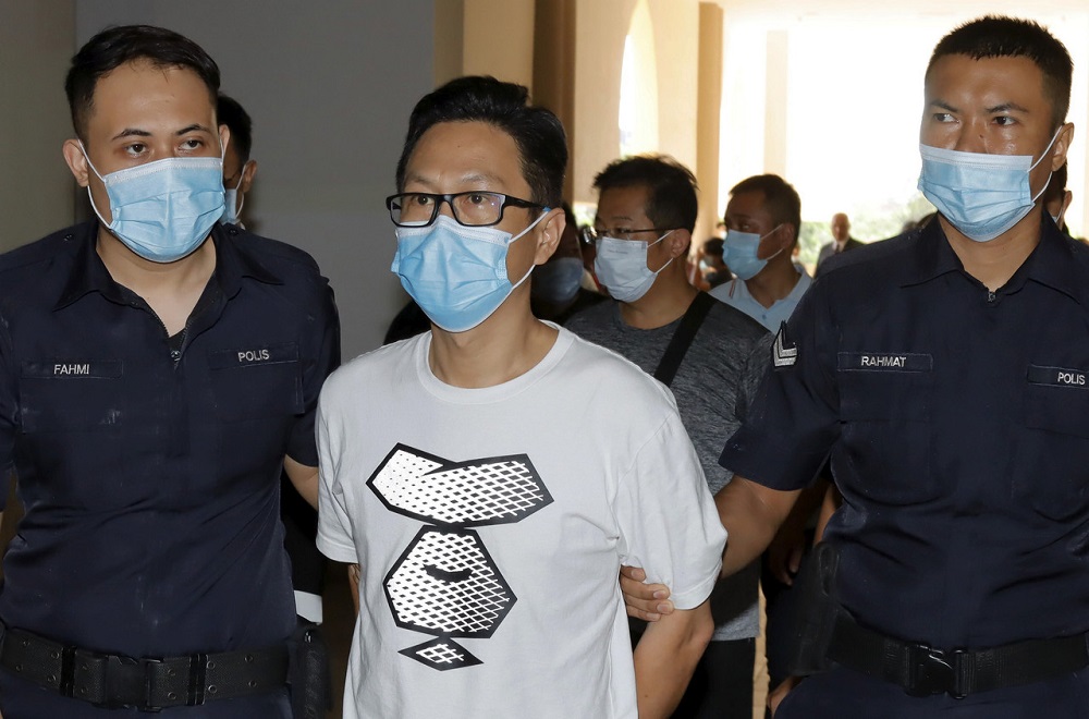 Fish wholesaler Teoh Kian Peng, clad in a white t-shirt and black shorts, is charged in the Kuantan Magistrateu00e2u20acu2122s Court for killing Irwan Herman Kamarudin, June 1, 2020. u00e2u20acu2022 Bernama pic