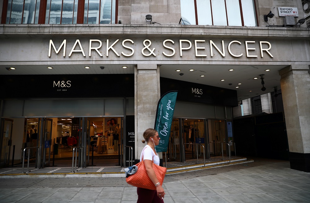 An entrance to a Marks and Spencer store is pictured at the Oxford Street, in London July 2, 2020. u00e2u20acu201d Reuters