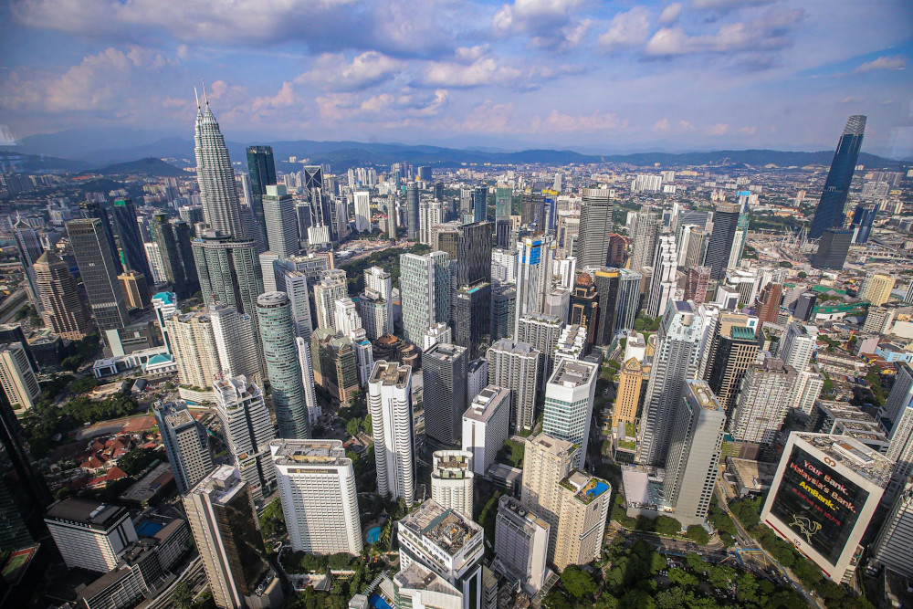 A bird's-eye view of Kuala Lumpur July 8, 2020. — Picture by Hari Anggara