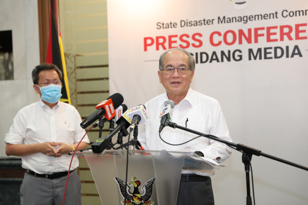 Datuk Amar Douglas Uggah addresses a press conference in Kuching July 17, 2020. — Picture courtesy of Sarawak Public Communication Unit