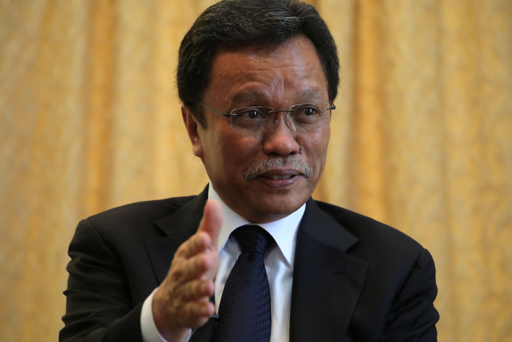 Datuk Seri Mohd Shafie Apdal speaks during a joint interview in Kuala Lumpur, Malaysia July 14, 2020. — Reuters pic 