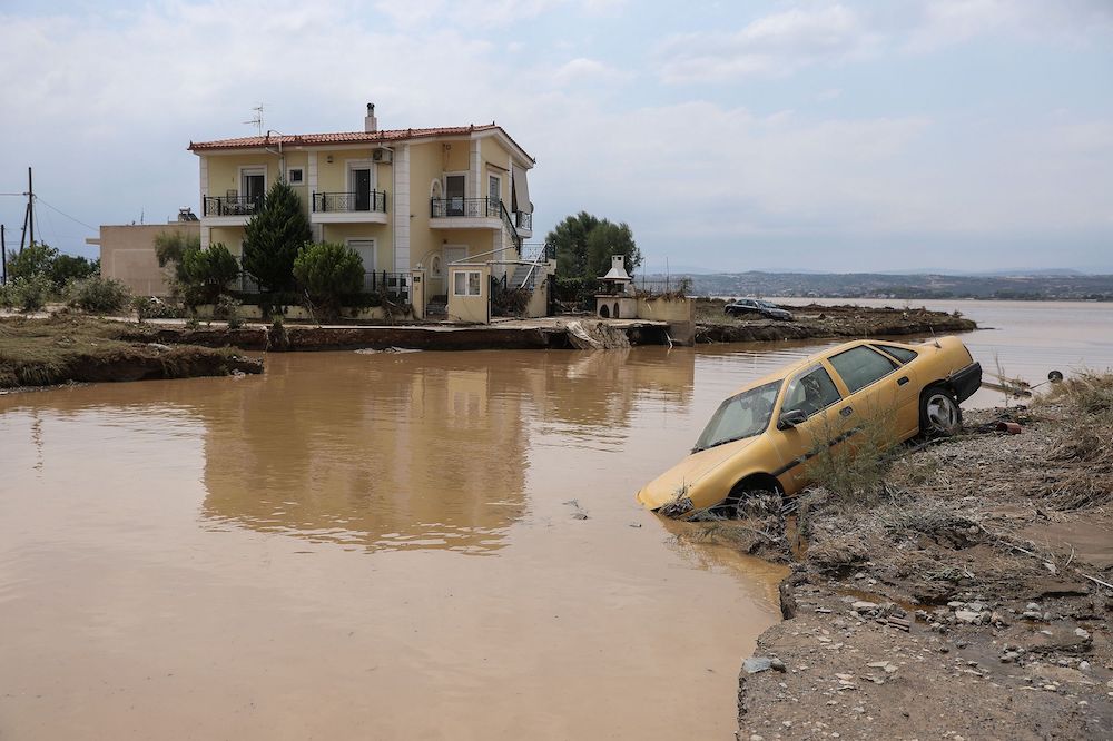 A view of a flooded area of the village of Bourtzi, following flash floods on the island of Evia, Greece, August 9, 2020. u00e2u20acu201d Sotiris Dimitropoulos/Eurokinissi handout via Reuters 